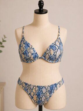 4 / $25 🐍 Shade & Shore Snakeskin Bikini Set with Chain Straps 🐍